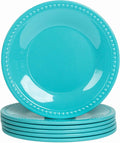 Melamine Beaded Dinner Plate Set of 6, 11inch, Aqua, BPA Free, Platter, Serving Dishes, Chip & Break Resistant, Lightweight, Durable, Great for Dining, BBQs, Picnics, Weddings & Everyday Meals