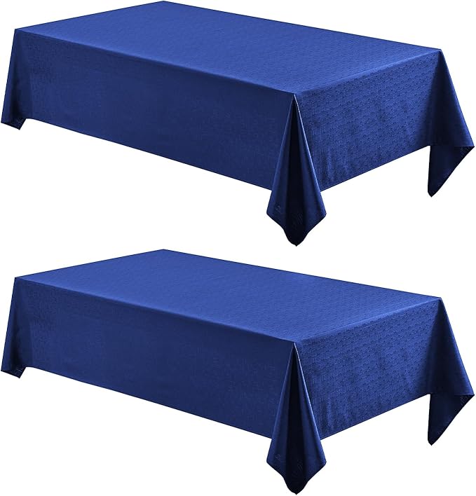2 Pack Rectangle Tablecloth, 60x120 inch, Water Resistant Wrinkle Free Linen Textured Table Cloth Washable, Decorative Fabric Table Cover for Dining, Party and Camping, Royal Blue