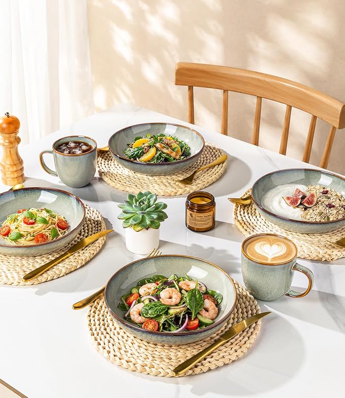 GBhome 8.5'' Ceramic Pasta Bowls, 36oz Stoneware Salad Bowls Set of 6 | - Image 7