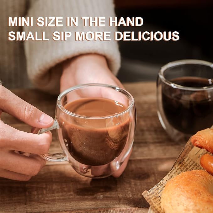KitchenTour Insulated Coffee Mug 6 oz- Double Wall Glass Coffee Cup - Image 5