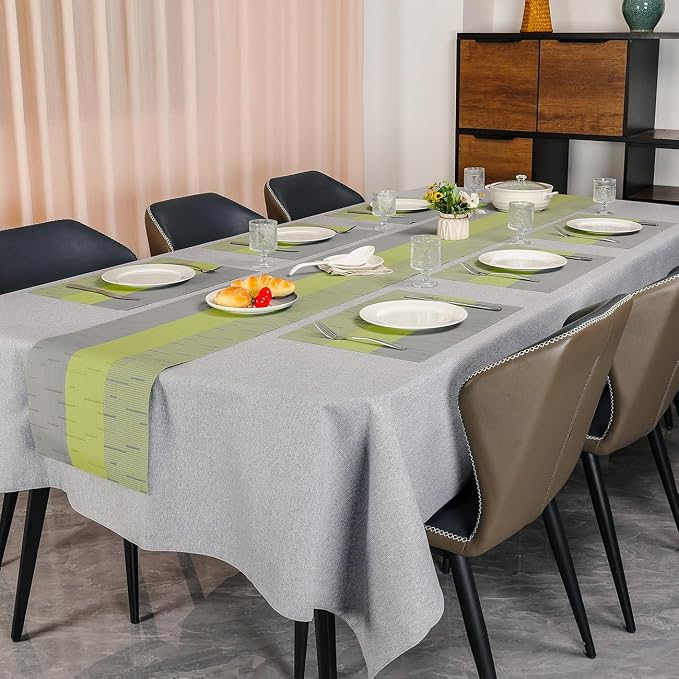 Table Runner 71 Inches Long, Vinyl Woven Farmhouse Table Runners | Washable - Image 6