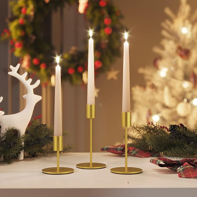 Set of 6 Gold Taper Candle Holders Candlestick Holders, Decor Candle Stick Candle Holder for Table or Mantel Centerpiece, Wedding, Dinning, Party Home Decor
