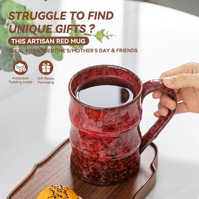 22oz Red Kiln-Change Ceramic Coffee Mug - Image 8