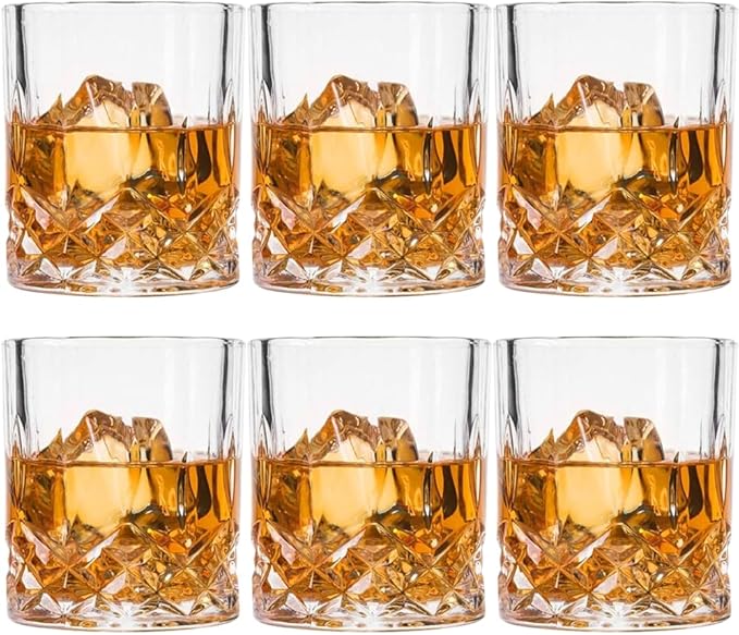 Set of 6 Crystal Whiskey Glasses - 11 oz Double Old Fashioned Tumbler, Perfect for Bourbon, Vodka, and Cocktails (Set of 6)