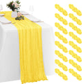 16 Pack Lemon Yellow Cheesecloth Table Runners 20x120 Inch Gauze Table Runner by Yorcari