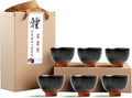Dark Brown Ceramic Kung Fu Tea Set of 6, Japanese & Chinese Tea Cups, Sake Cup by Puoyikt