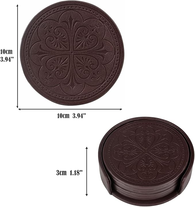 Drink Coasters, PU Leather Bar Beer Beverage Coaster - Image 4