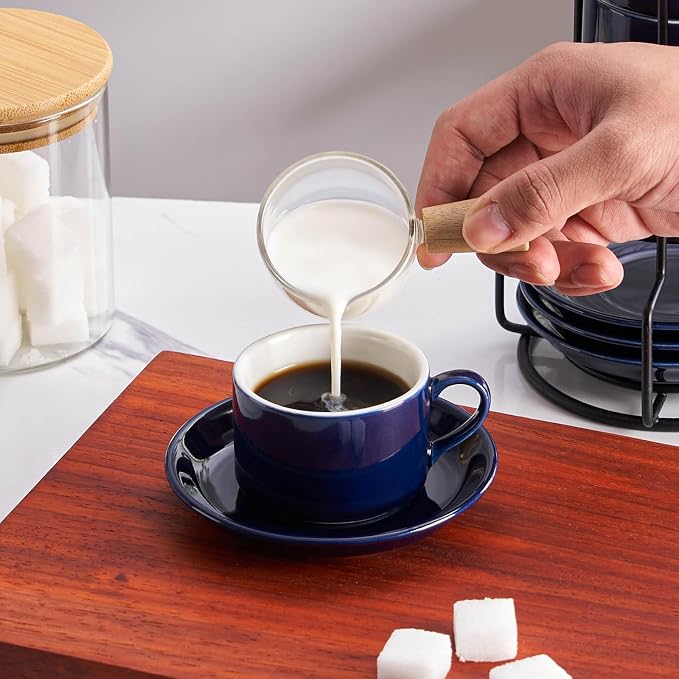 2.5oz Espresso Cups Set of 4, Porcelain Stackable Espresso Cups - Image 3