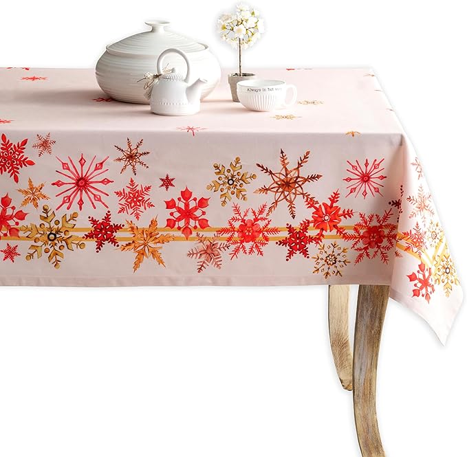 Maison d' Hermine Table Cloth Rectangle Table 100% Cotton 60 x 90 Inches Fall Tablecloth Reusable Everyday Use for Thanksgiving Christmas Decorations Dining Farmhouse Party (Crystal Star)