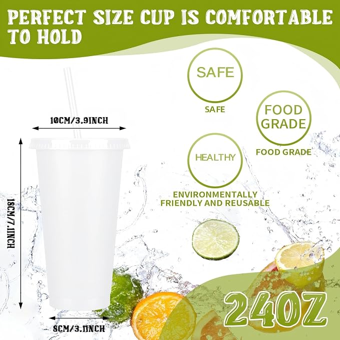 Bokon 15 Sets Tumbler with Straw and Lid Bulk 24 oz Reusable Plastic Cups to Go - Image 2