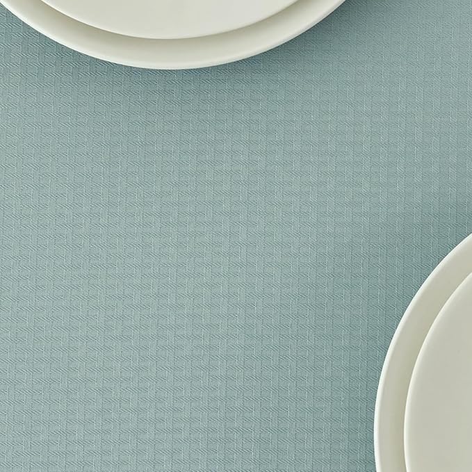 maxmill Weaved Texture Tablecloth Water Resistance Antiwrinkle Spillproof Soft Washable Table Cloth for Dining Room, Buffet Banquet Parties Holiday Dinner, Rectangular 70 x 108 Inch, Dusty Blue