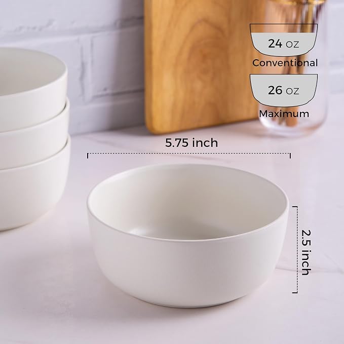 AmorArc Stoneware Cereal Bowls Set of 6, 26oz Soup Ceramic Bowls Set | Modern - Image 2