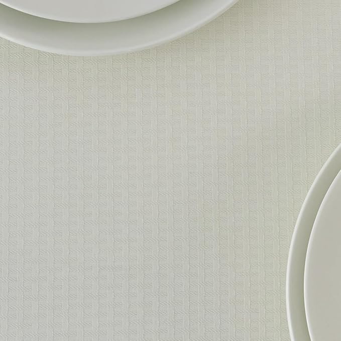 maxmill Tablecloth Weaved Texture Stain Resistant Waterproof, Wrinkle Resistant Washable Table Cloth, Fabric Table Cover for Dining Room, Indoor Outdoor Use, Rectangle 60 x 120 Inch, Ivory