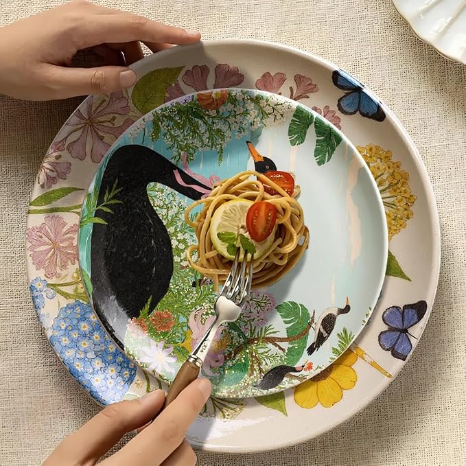 8.5 Inch Ceramic Plates Set of 4, Salad & Dessert Appetizer Plates | Kitchen - Image 4