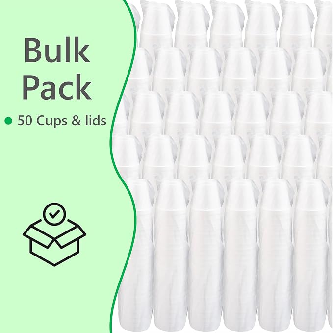 20 OZ Foam Cups With Lids for Hot & Cold Drinks, USA-Made 50-Pack. Ideal - Image 5