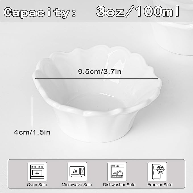 UIBFCWN 3.3oz White Dipping Bowl Set of 16, 3.7inch Ceramic Soy Sauce Dishes, Small Pinch Bowls for Condiment Sushi Olive Oil Ketchup, Dipping Sauce Cups/Bowls/Dishes for Kitchen