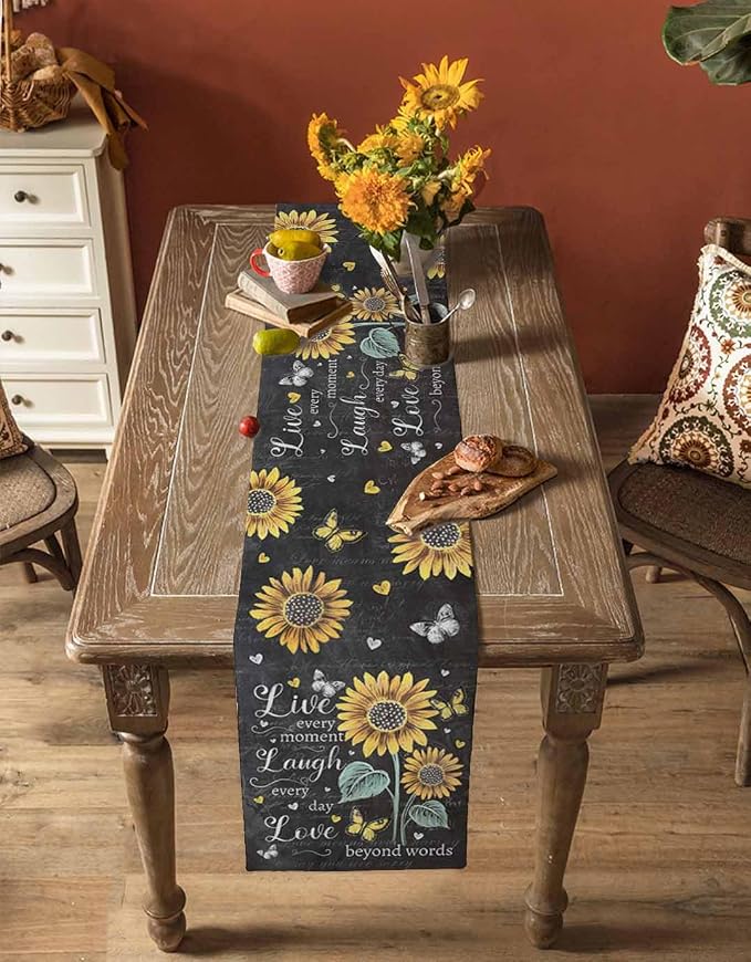 Retro Sunflower Table Runners 48 Inches Long, Spring Summer Farmhouse Table - Image 4