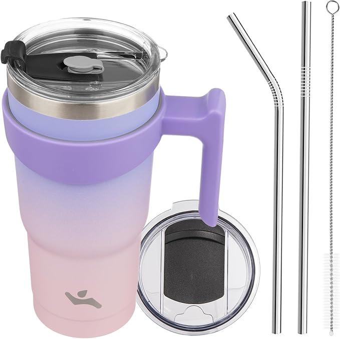 Konokyo 20 oz Tumbler with Handle and Straw, Insulated Travel Mug | Pastel by Konokyo