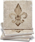 Thirstystone Fleur De Lis 4 Pack Tumbled Tile Stone Coasters | 4" Square by CounterArt