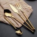 Gold Silverware Set for 14 Durable 18/10 Stainless Steel Flatware Set Creative Styles 56 Piece Modern Cutlery Tableware Utensils Set for Home Kitchen Wedding Restaurant Knives forks and Spoons