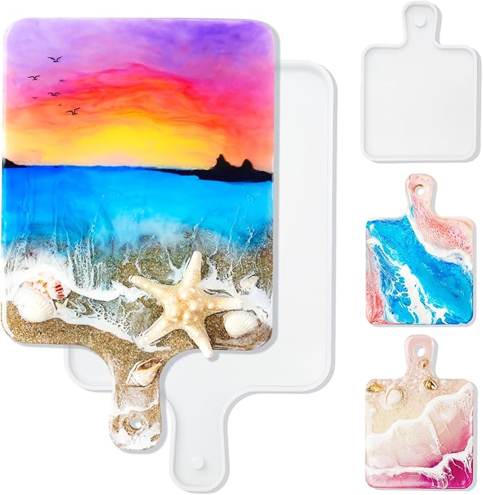 HeyClear 2Pcs Resin Tray Molds, Silicone Epoxy Resin Molds Cutting Board by HeyClearResin