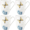 Lenox Butterfly Meadow Hydrangea 4-Piece Porcelain Mug Set, microwave safe | by Lenox