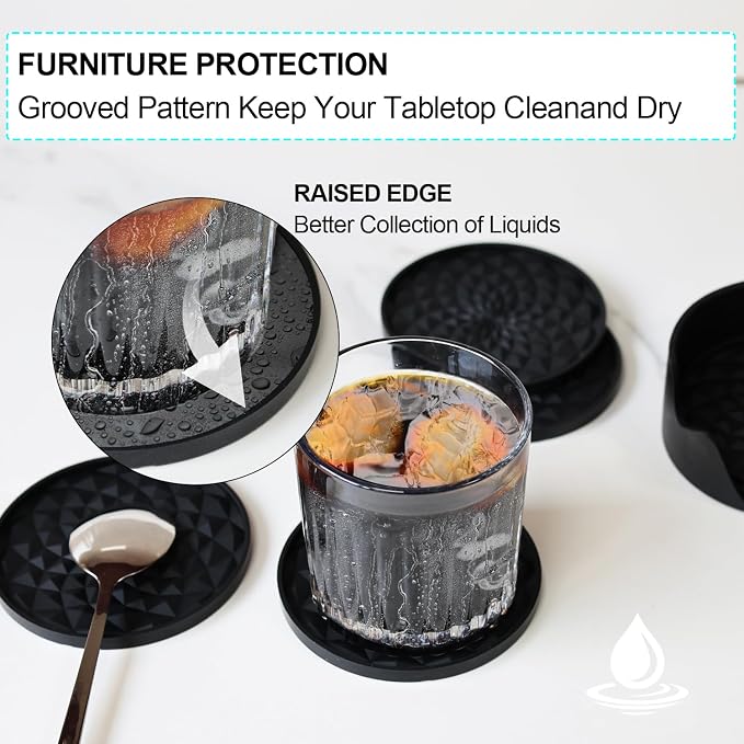 Cup Coasters Set of 6 with Holders Drink Coasters, Table Cup Mat, - Image 5