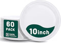 DaYammi 100% Compostable Paper Plates 10 Inch, 60-Pack Heavy Duty Paper Plates Bulk,Biodegradable Bagasse,Eco-Friendly Disposable Dinner Plate for BBQ,Picnic,Party (BPI Certified,Microwaveable)