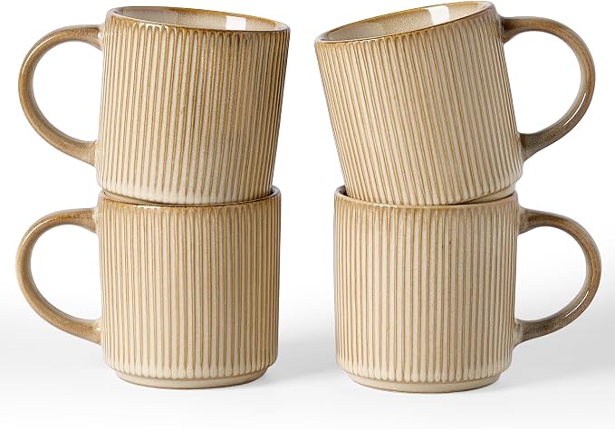 famiware Coffee Mug Set for 4, Star 12 oz Catering Mugs Cup Set by Famiware
