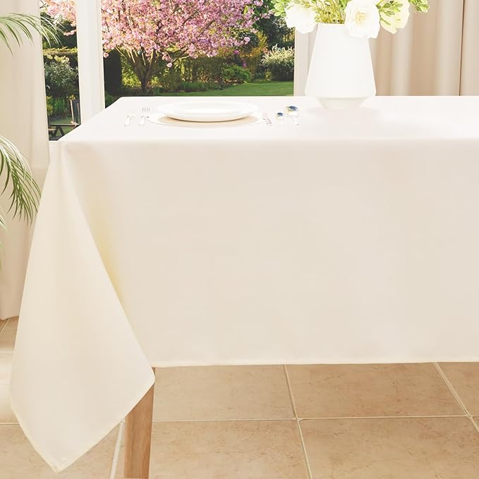 Smiry Rectangle Table Cloth, Waterproof Anti-Scratch Polyester Tablecloth, Decorative Washable Fabric Table Cover for Dining, Buffet, Parties and Outdoor, 60x120, Beige