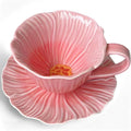 10 oz Tea Cups and Saucers, Ceramic Flower-shaped Cappuccino Cup, Latte Cup and by JUSONEY