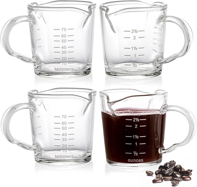 Hacaroa 4 Pack Double Spouts Measuring Cups Espresso Shot Glass by Hacaroa