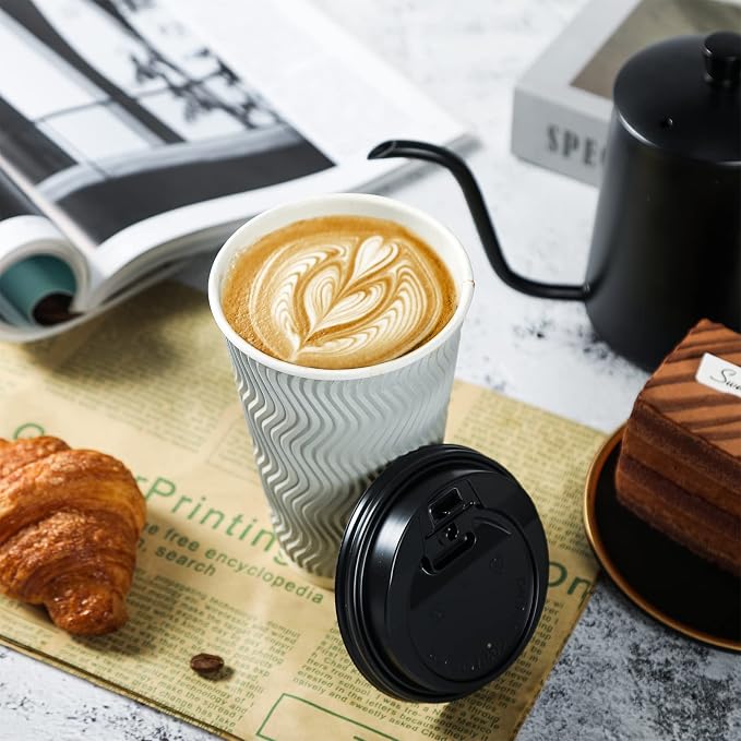 MUCHII 16 oz Coffee Cups, Lids and Straws Included, Hot Cold Beverage, Party - Image 4