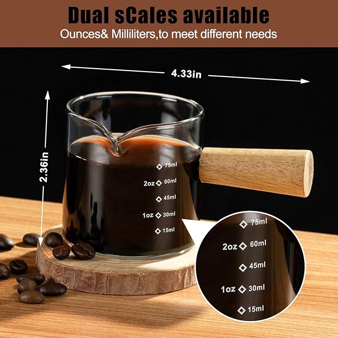 Espresso Cups Set of 2, 3OZ V-Shaped Mouth Espresso Shot Glass | Espresso Shot - Image 2
