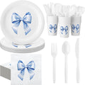 Sieral 144 Pcs Blue Bow Party Supplies Coquette Cute Supplies Bachelorette by Sieral