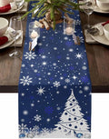 Navy Blue Christmas Tree Table Runner 108 Inches Long, Xmas Balls Snowflake by Unknown