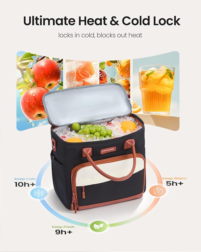 LOVEVOOK Lunch Box for Women, Adult Lunch Bag for Work, Airpot-brown | Upgraded - Image 3