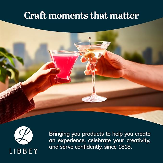 Libbey Cosmopolitan Stemless Martini Glasses Set Of 12, Dishwasher Safe Holiday - Image 7