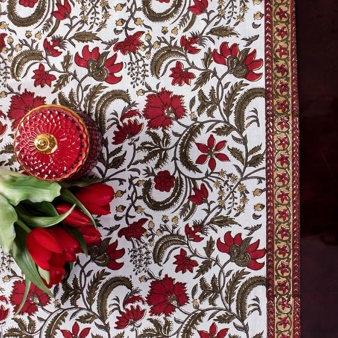 Prune Red Hand Block Print 100% Cotton Reusable Table Runner 16" X 106" Inches - Image 6