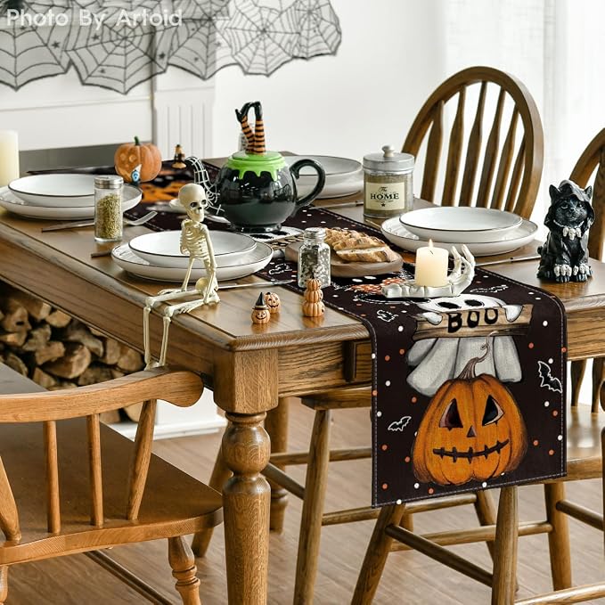Artoid Mode 210 GSM Halloween Table Runner 13x48 Inch Home Party Decor | Polka - Image 4