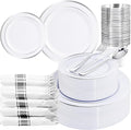 WELLIFE 210 Piece Silver Plastic Dinnerware Set by WELLIFE