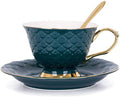 VanEnjoy Green Vintage 8 Ounces Porcelain Coffee Cup, Tea Cup and Saucer Set by VanEnjoy