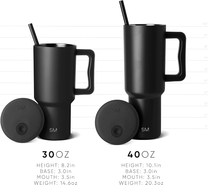 Simple Modern Tumbler with Handle and Straw | 30oz | Coral | Trek Tumbler - Image 5