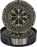 Black Celtic Viking Design Drinking Coasters PU Leather Coaster by YISHOW