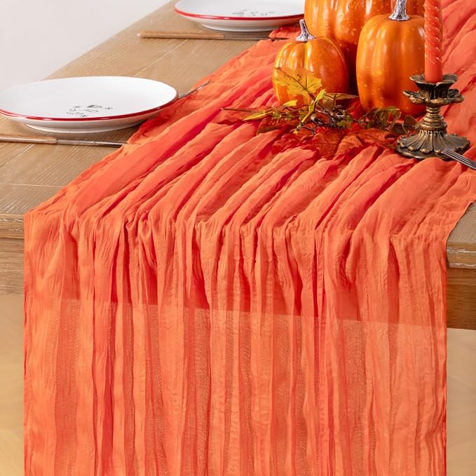 Orange Cheesecloth Table Runner 120 Inches 10 Ft Gauze Table Runner | Summer - Image 6