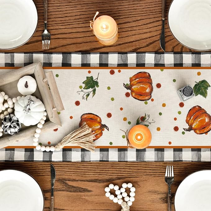 Artoid Mode 210 GSM Fall Table Runner 13x36 Inch Home Party Decor | Pumpkin Bow - Image 4