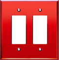 LIDER Reflective Acrylic Decorator Wall Plate, Mirrored Light Switch Plate, Plexiglass Outlet Cover, Acrylic Glass, Oversized 2-Gang 5.25" x 5.25", LWP-32O-ARD, Red