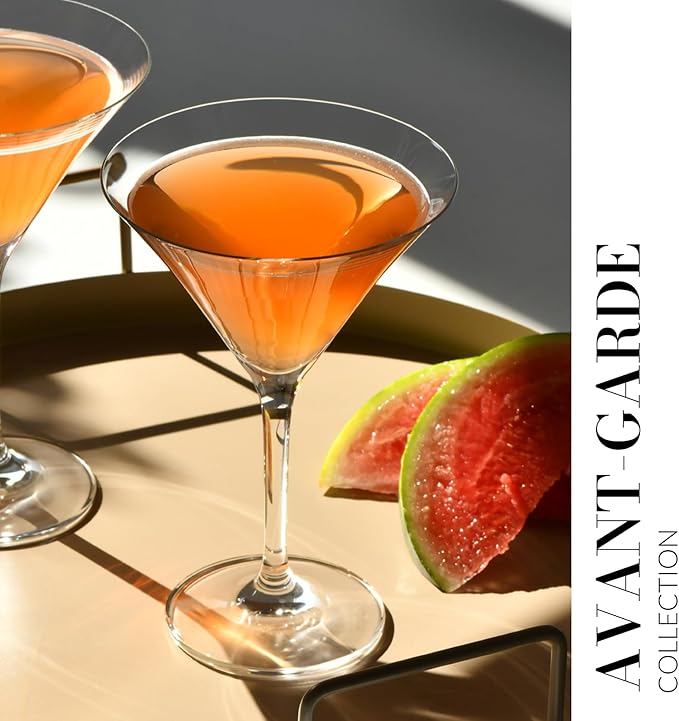 Krosno Martini Cocktail Glasses, Set of 6, 8.1 oz, Avant Garde Collection, Ideal for Cocktails, Frozen Desserts, Dishwasher Safe, Made in Europe