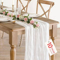 10 Pack White Cheesecloth Table Runner 35x120Inch, 10FT Long Summer Boho Sheer by BlueTopCoLtd