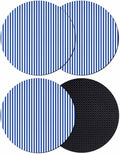 Navy Blue Stripe Coasters Set of 4, Modern White Vertical Striped Geometric by PIEPLE